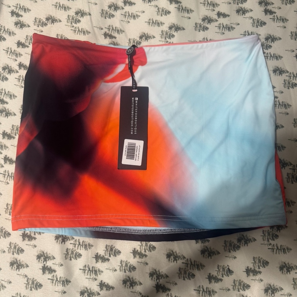 White Fox Boutique Red and Blue Mini Skirt